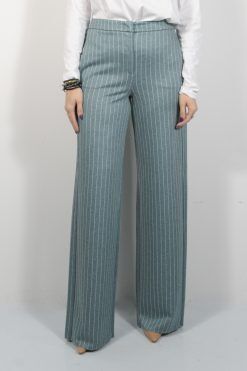 Pantaloni gessato wide leg verde IBlues
